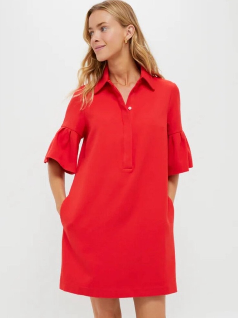 NWT Tuckernuck Red Crepe Massey Shirt Dress Size medium